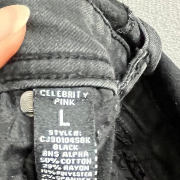 Celebrity Pink black denim slim fit jean overalls Sz M - Picture 10 of 14
